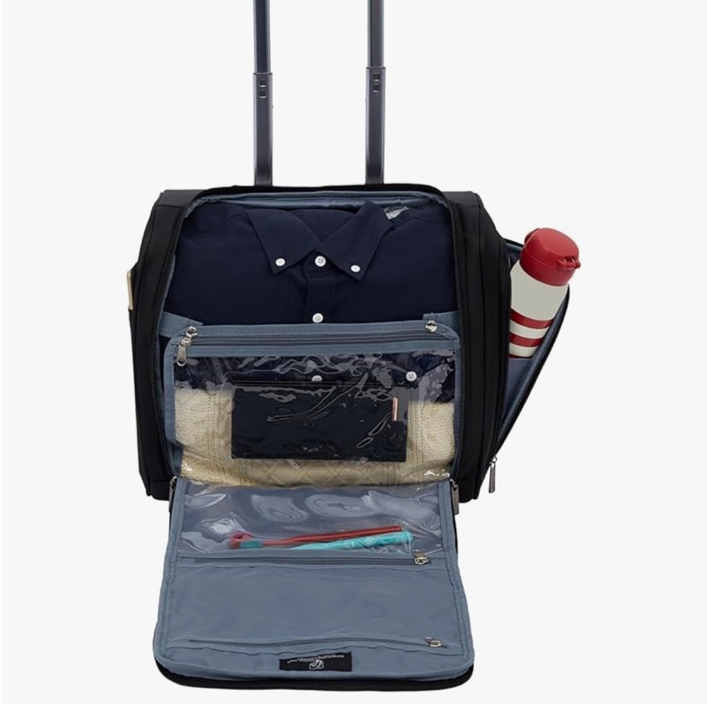 Travel Garment Duffel Bag with Shoe & Bottle Pockets - Black/Navy